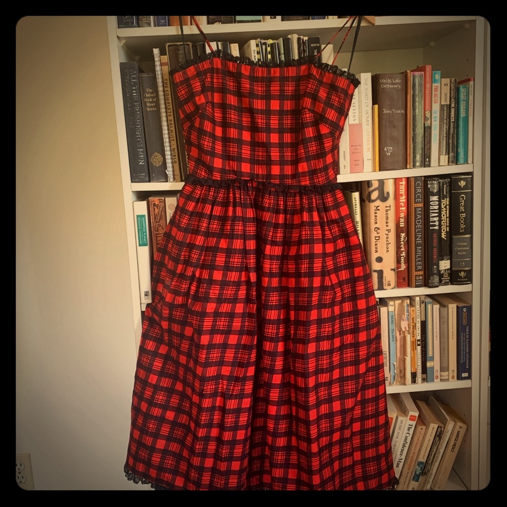 Vintage Goth Plaid Rockabilly Dress